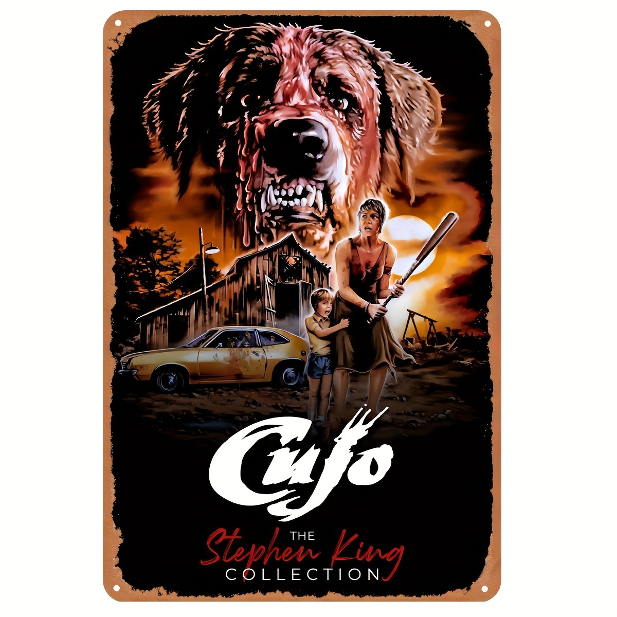 Cujo (1983) Vintage Metal Tabe - Vintage Collectible Posters incelemesi ve fiyatı